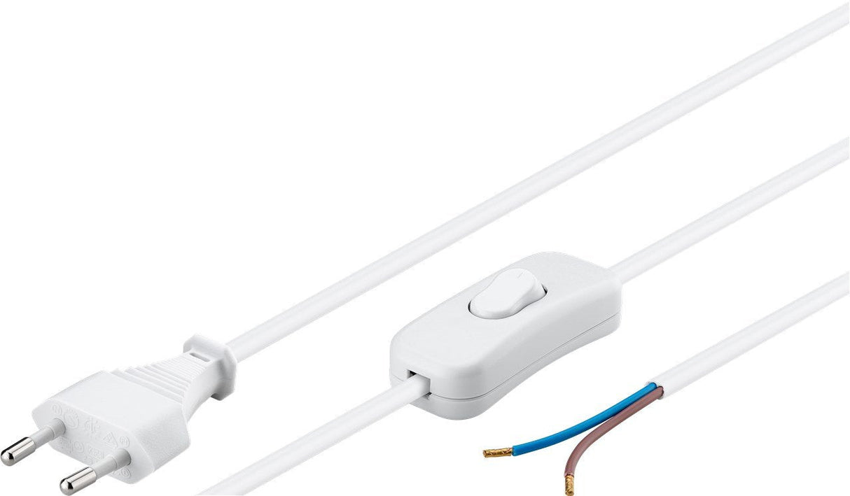 Cable Alimentacion Cee-7/16, Int. A E. Pelado 1.50m Blanco