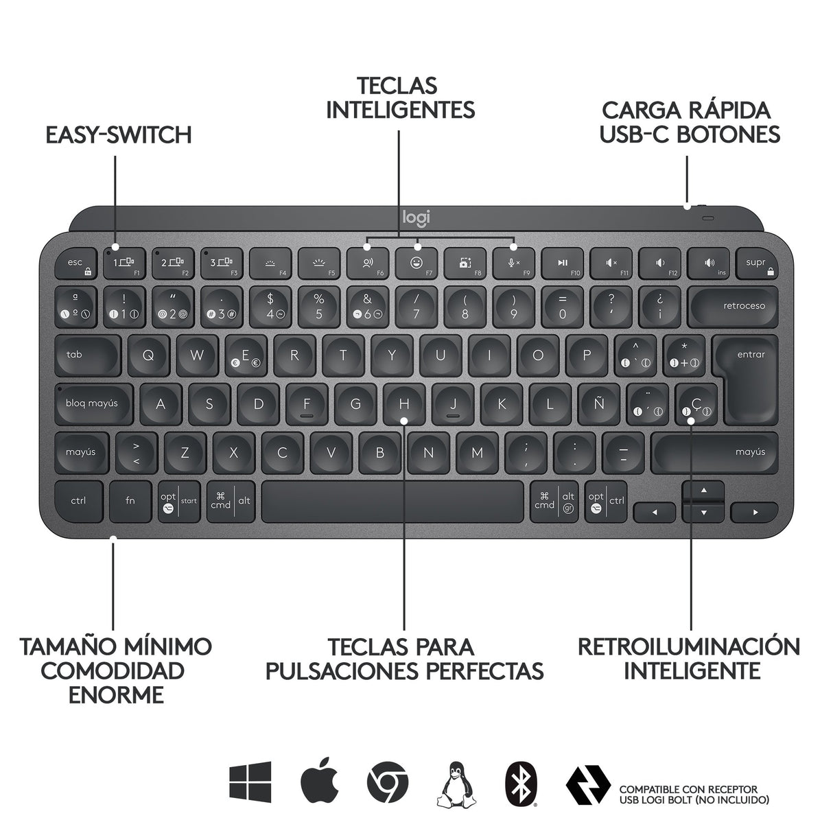 EAN 5099206098947 - Logitech 920-010490 teclado Oficina RF Wireless + Bluetooth QWERTY Español Grafito imagen 12