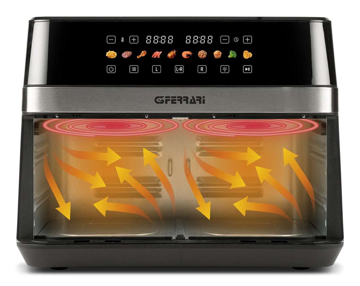 Freidora G3 Ferrari G10223 Doble 12 L Independiente 2200 W Freidora De Aire Caliente Negro, Acero Inoxidable