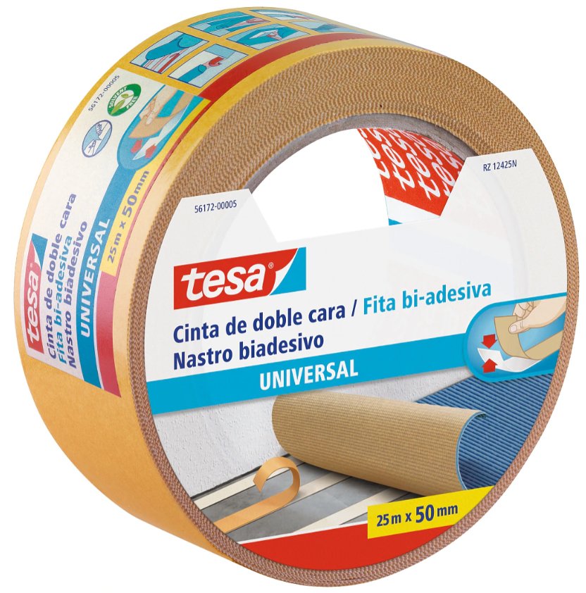 Tesa Cinta Adhesiva Doble Cara Universal Permanente 50mm X 25m Para Moquetas
