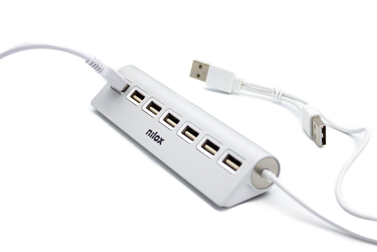 EAN 8436556148460 - Nilox NXHU7ALU2 hub de interfaz 480 Mbit/s Gris imagen 3