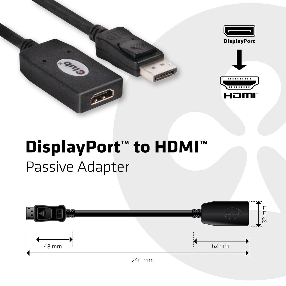 Adaptador Pasivo Displayport 1.1 -> Hdmi 1.3
