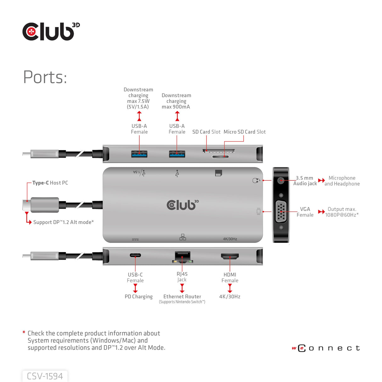 EAN 8719214472177 - CLUB3D CSV-1594 base para portátil y replicador de puertos USB 3.2 Gen 1 (3.1 Gen 1) Type-C Negro, Gris imagen 10