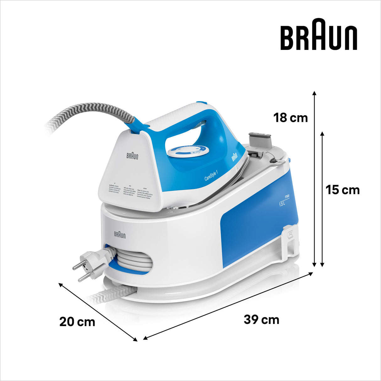 EAN 8021098280503 - Braun CareStyle 1 IS1012BL 2400 W 1,5 L Suela de cerámica Azul, Blanco imagen 3