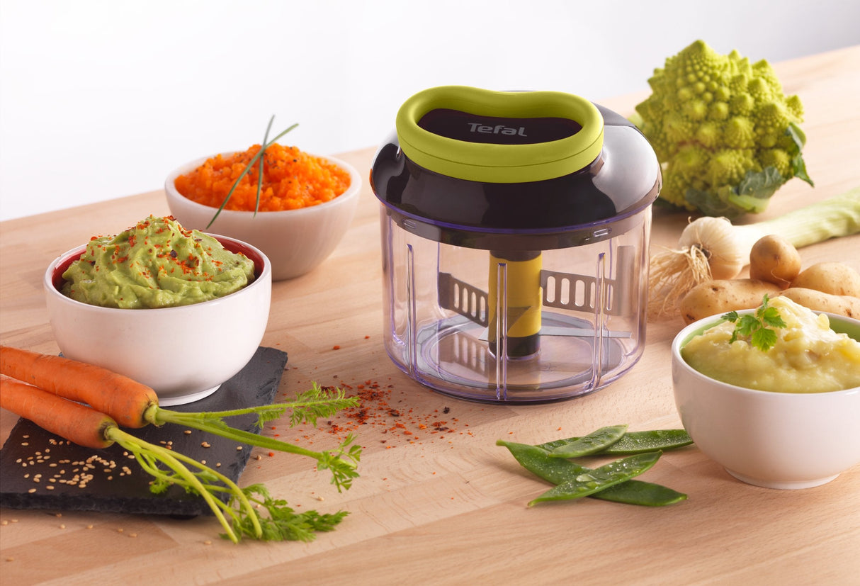 Tefal 5-Sekunden Zerkleinerer, Maxi-Kit Mit 4 Klingen (Negro/Verde, Manuell, 900ml) K13210