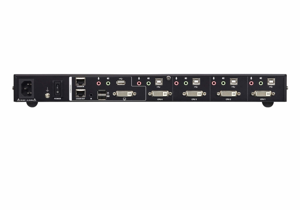 4-Port Usb Dvi Multi-View Kvm Switch With Usb Peripheral Support