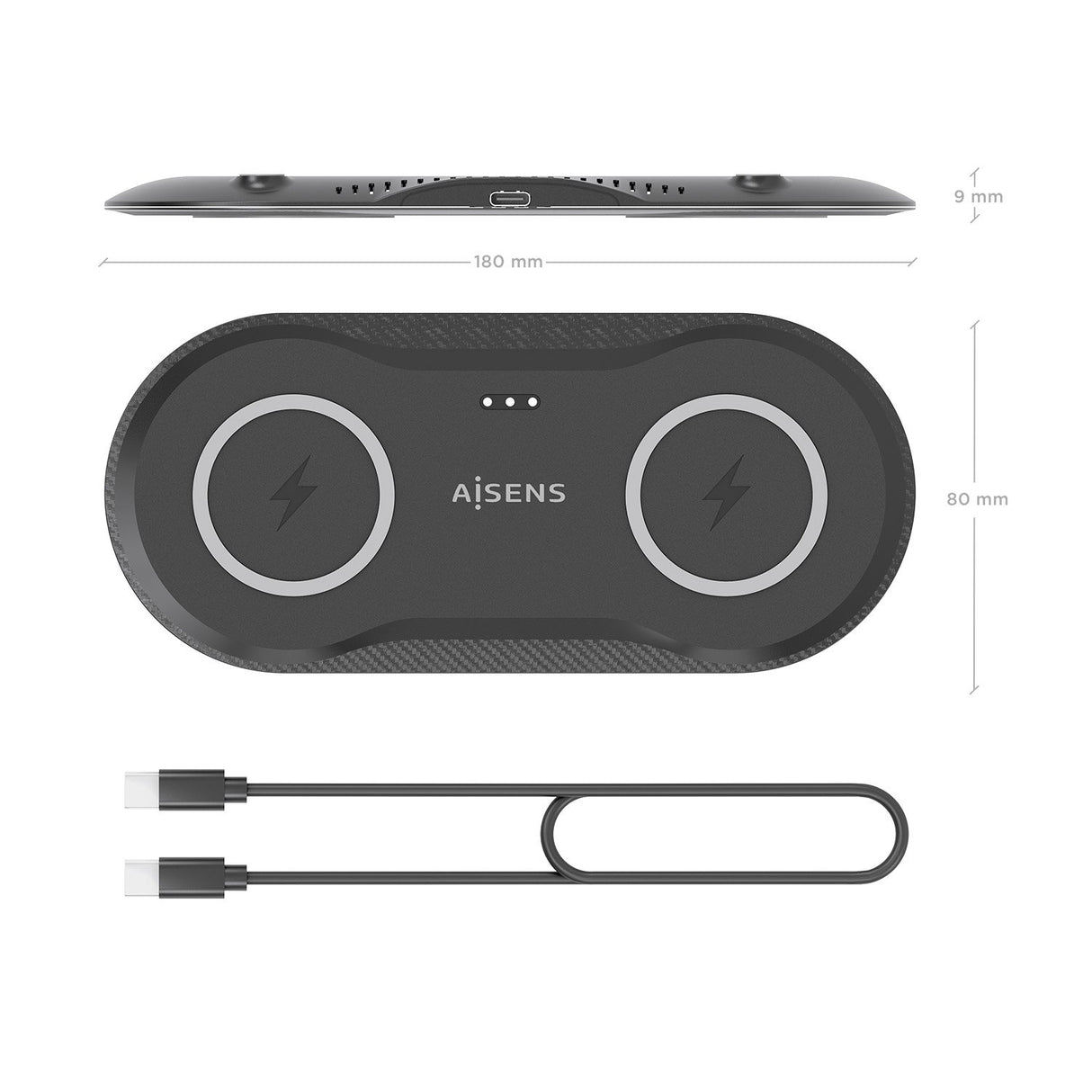 EAN 8435739903476 - AISENS ASCH-15W2WC060-BK cargador de dispositivo móvil Auriculares, Smartphone Cargador inalámbrico Inter imagen 5