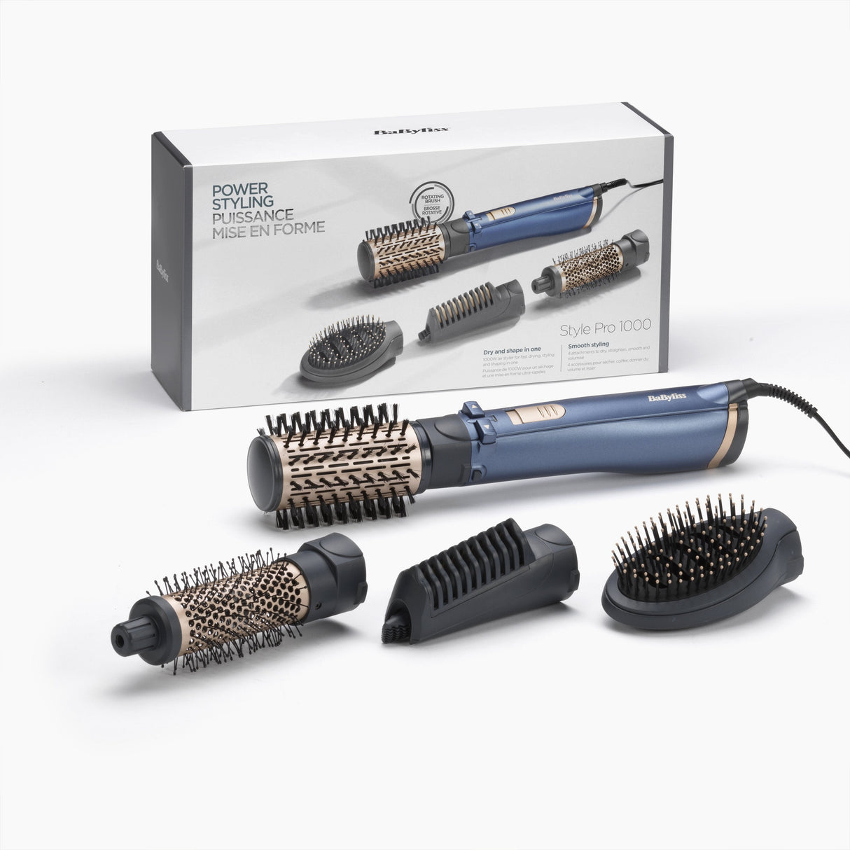 EAN 3030050185812 - BaByliss AS965E Utensilio de peinado Cepillo de aire caliente Caliente Oro, Verde azulado 1000 W 2,5 m imagen 2
