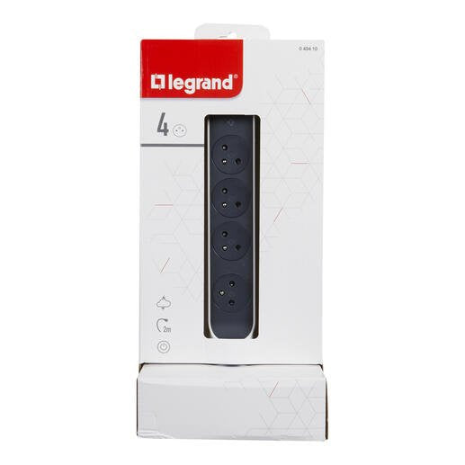 EAN 3414971942424 - Legrand 049410 base múltiple 2 m 4 salidas AC Interior Gris, Blanco imagen 4
