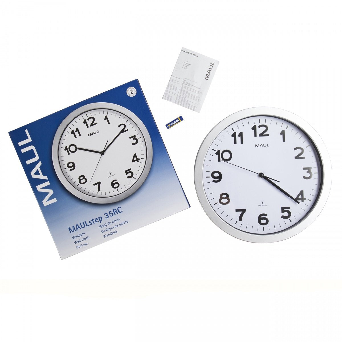 Maul Inalámbrico Reloj De Pared Maulstep, Ø 35 Cm, Plateado