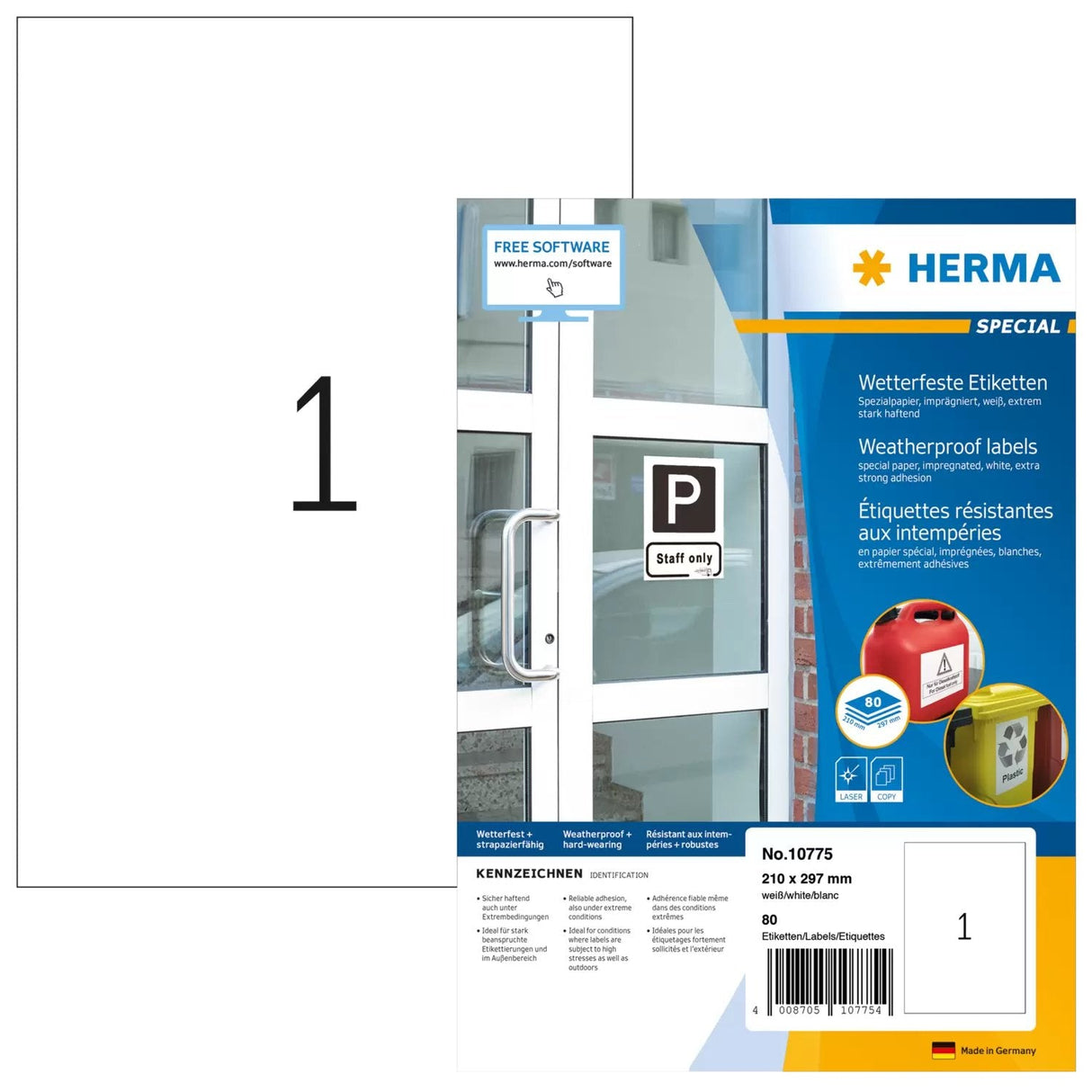 EAN 4008705107754 - HERMA 10775 etiqueta de impresora Blanco Etiqueta para impresora autoadhesiva imagen 1