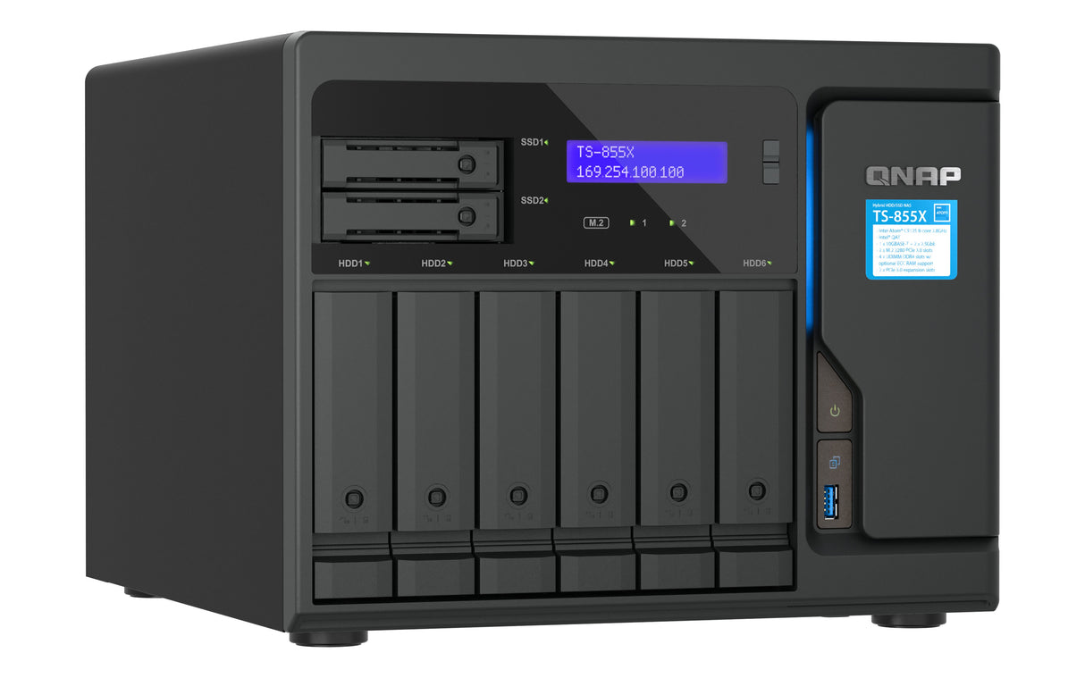 EAN 4711103084007 - QNAP TS-855X SAN Torre Intel Atom® C5125 8 GB DDR4 0 TB QNAP QTS Negro imagen 3