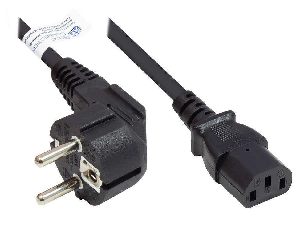 Good Connections Contacto De Protección Conector Macho Angulado.- C13 Negro. 3m