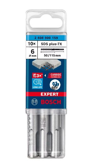 Bosch Professional Expert Para Taladro Percutor Sds-Plus-7x, Ø 6mm, 10 Piezas Longitud Útil 50mm 2608900159