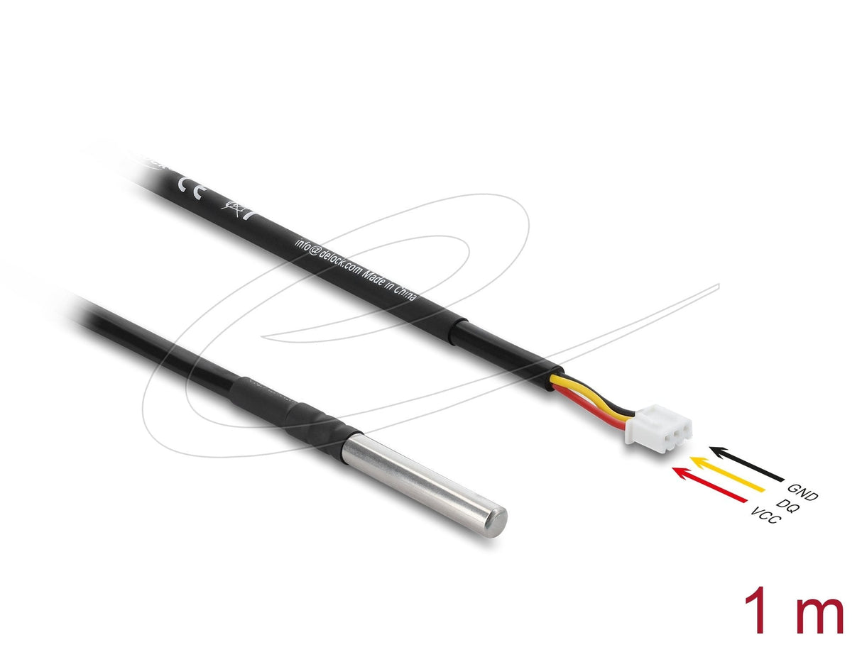Delock Sonda De Temperatura Cable Con 3 Pin Conector Hembra De Poste Ds18b20 1 M