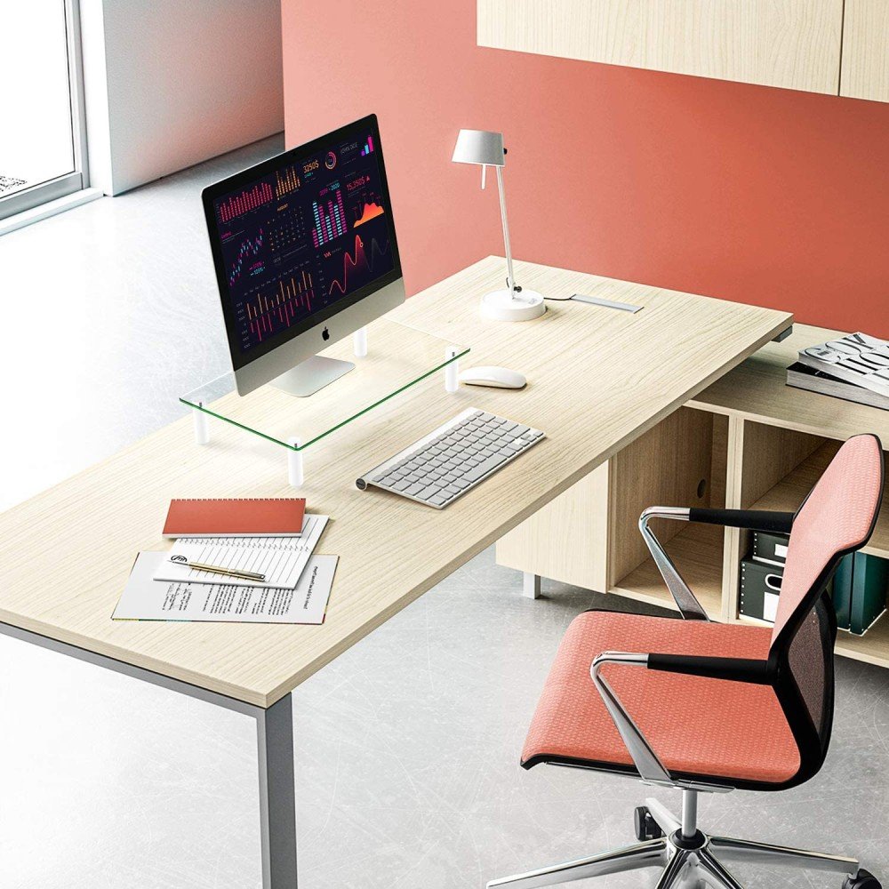 Techly Ica-Ms 461 Soporte De Mesa Para Pantalla Plana 81,3 Cm (32") Independiente Transparente, Blanco