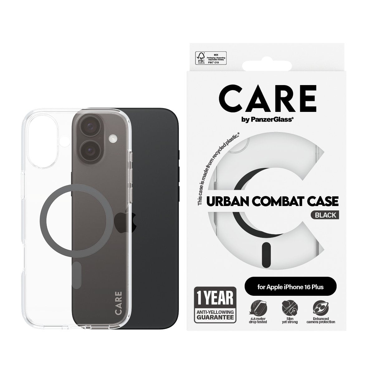 EAN 5715685004131 - PanzerGlass CARE™ by ® Urban Combat Case Transparent w. Black MagSafe iPhone 16 Plus funda para teléfono imagen 2