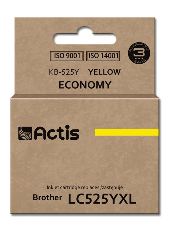Tinta Actis Kb-525y (Reemplazo De Brother Lc525y - Estándar - 15 Ml - Amarilla)