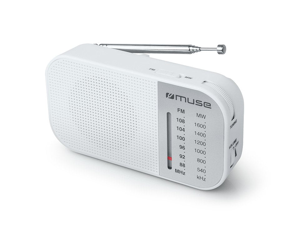 Muse M-025 Rw Blanco Radio Analógica Am/Fm Portátil Con Altavoz Integrado