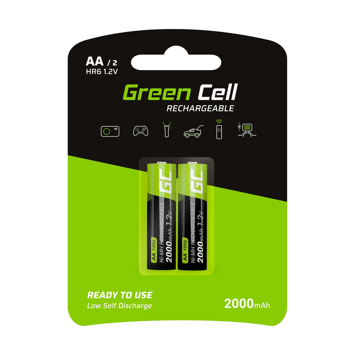 Pilas Recargables Greencell Aa 2000 Mah (2 Pcs)
