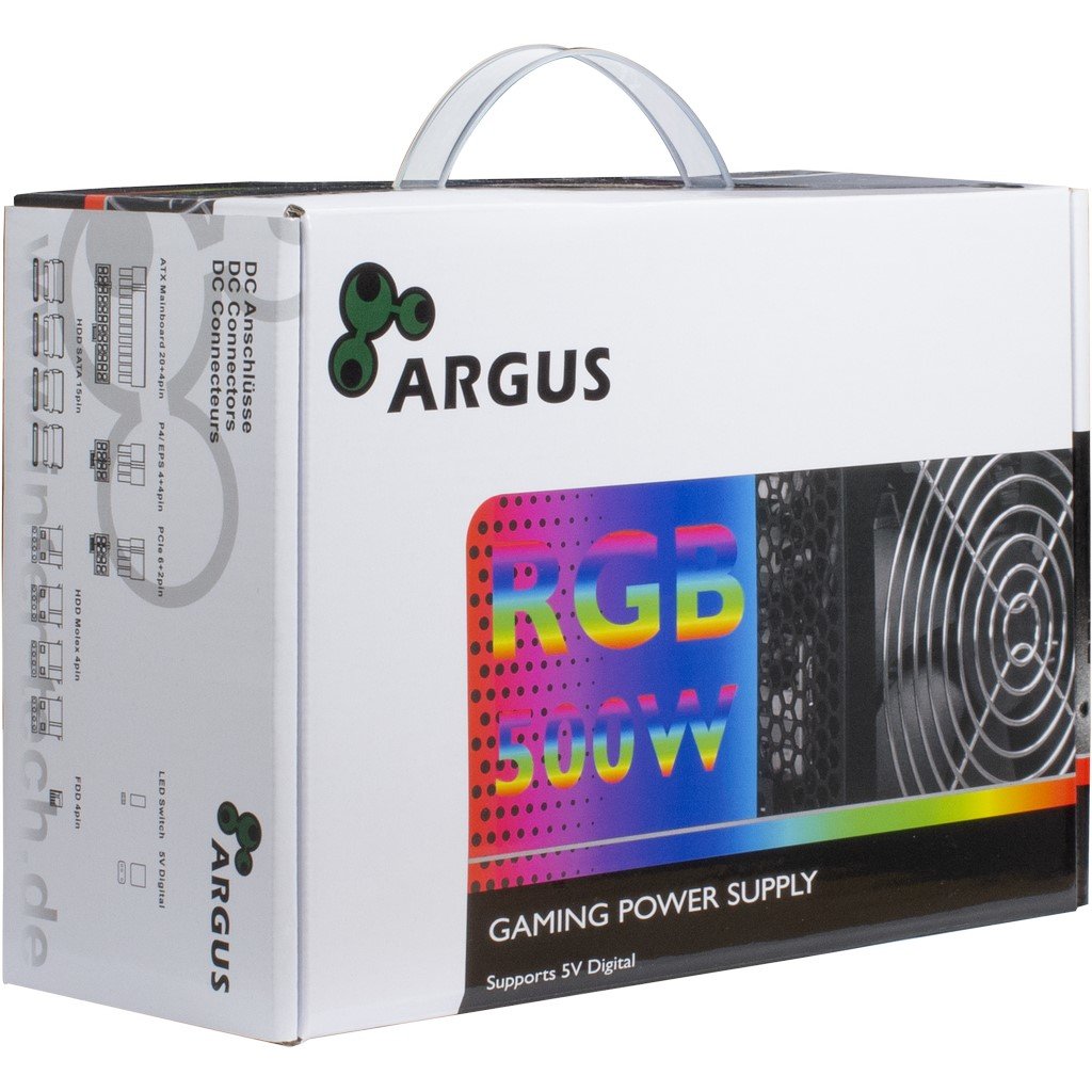 Fuente De Alimentación Inter-Tech 500w Argus Rgb-500w Ii 140mm Lüfter Retail