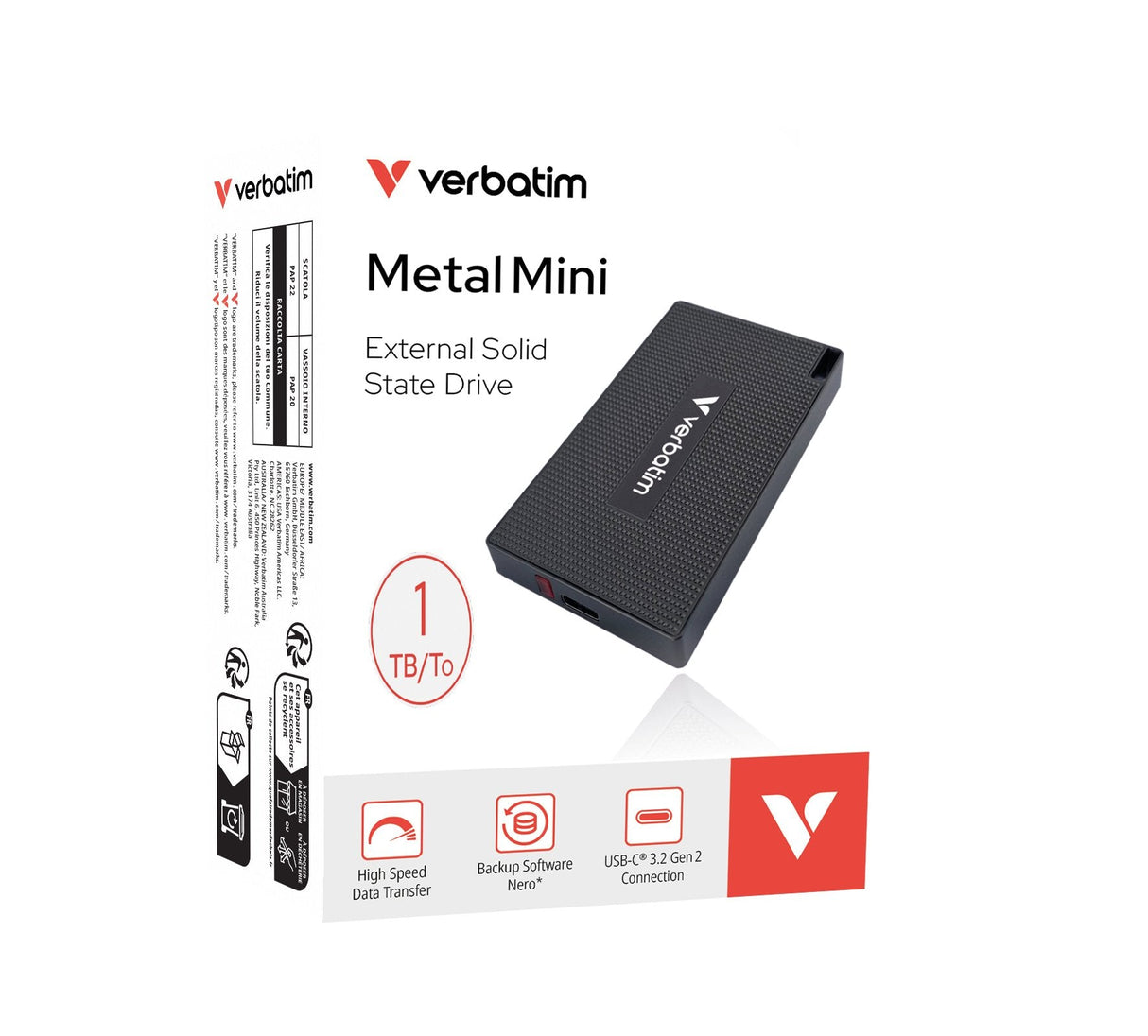 Verbatim 32031 Unidad Externa De Estado Sólido 1 Tb Usb Tipo C Usb 3.2 Gen 2x2 Gris