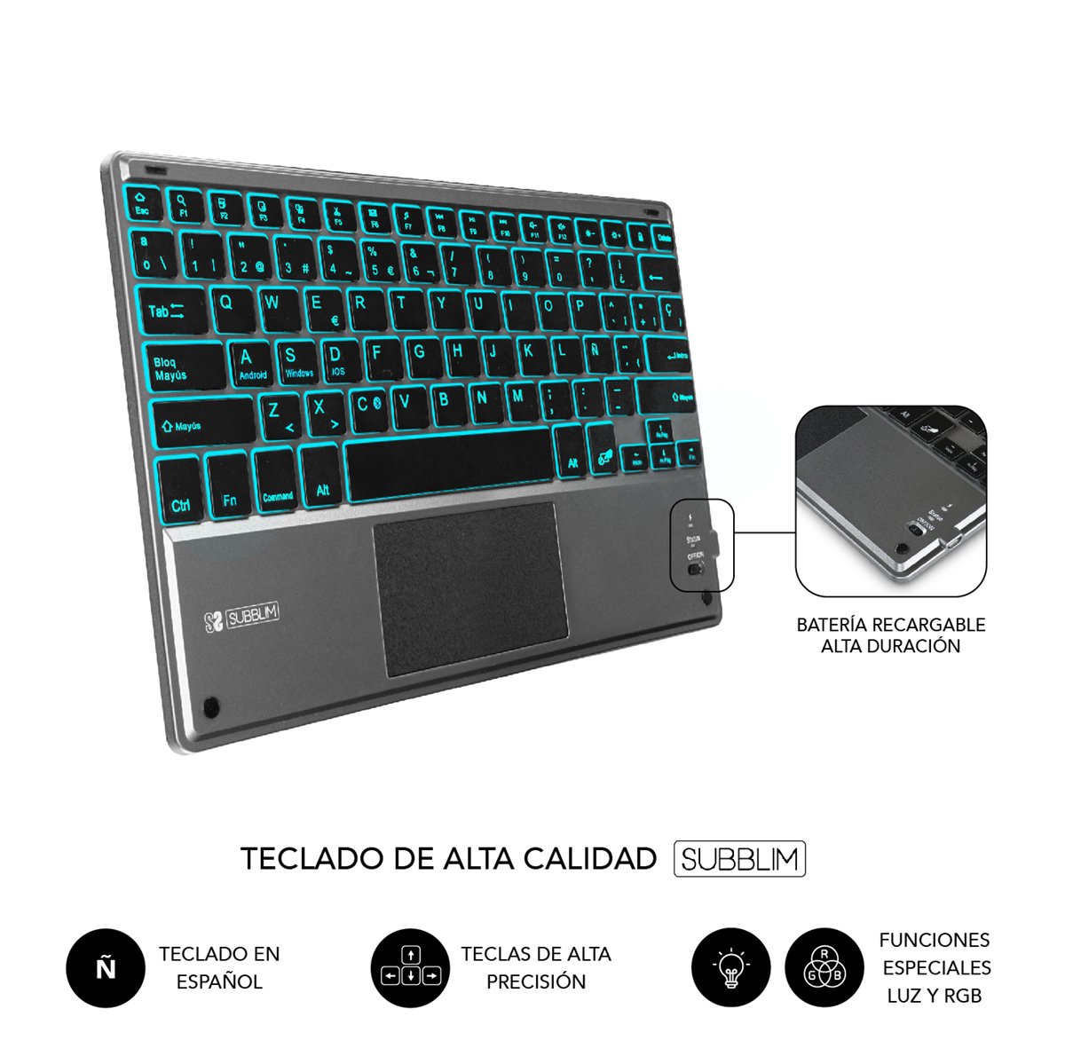 EAN 8436586741426 - SUBBLIM FUNDA + TECLADO TABLET IPAD PRO BLUETOOTH 11'' TOUCHPAD BLACK QWERTY Español Bluetooth/Micro-USB imagen 6