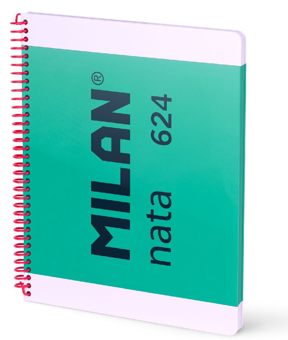 Milan Cuaderno Espiral A4 80h 95gr 5x5mm Tapa Dura Colección Nata® 624 Since 1918 Verde