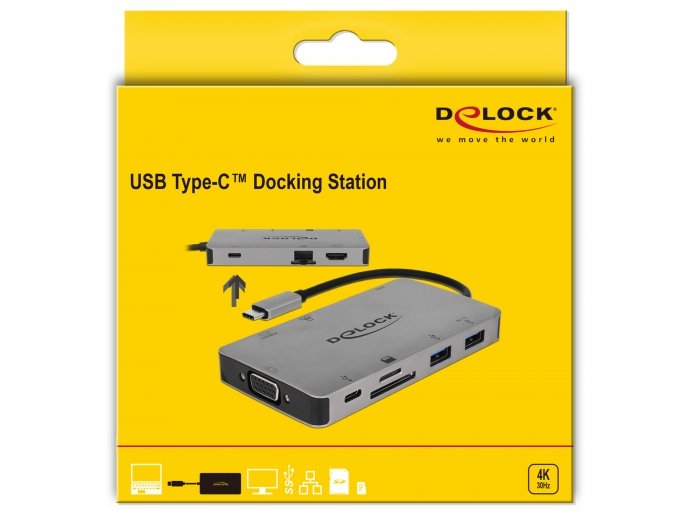 Delock Dockingsstation Usb Type-C 4k - Hdmi / Vga / Usb 3.1 / Sd / Lan / Pd 3.0