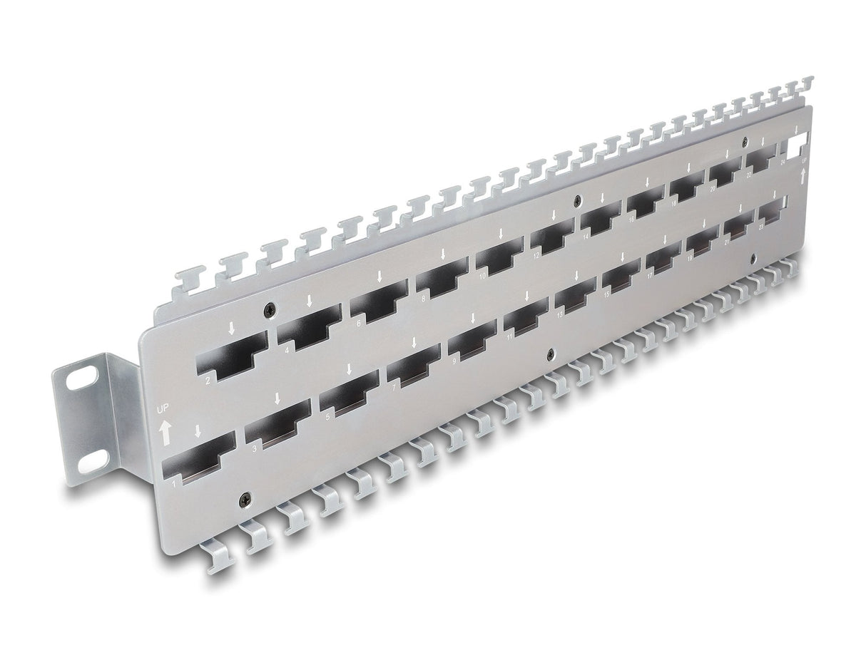 Delock 67070 Carril De Soporte De Cable De 19? Para Conectores De Cable De Red Con Conexión Lsa 24 Puertos Metálicos