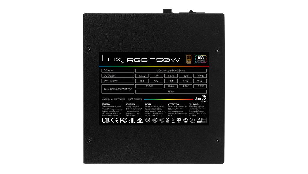 EAN 4718009153882 - Aerocool Lux RGB 750W unidad de fuente de alimentación Negro imagen 9