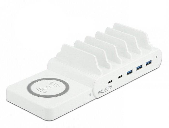 Delock 6 In 1 Estación De Carga Usb Wireless Charger 2 X Usb-C Pd + 3 X Usb