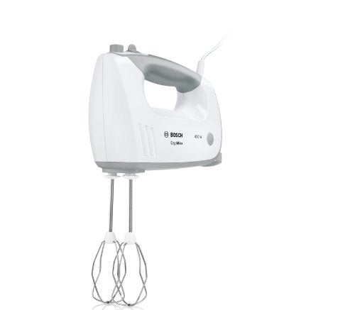 Bosch Home Batidora De Mano Ergomixx Mfq36470 Blanco/Gris, 450 Vatios, Con Pie Mezclador Y Vaso Mfq36470