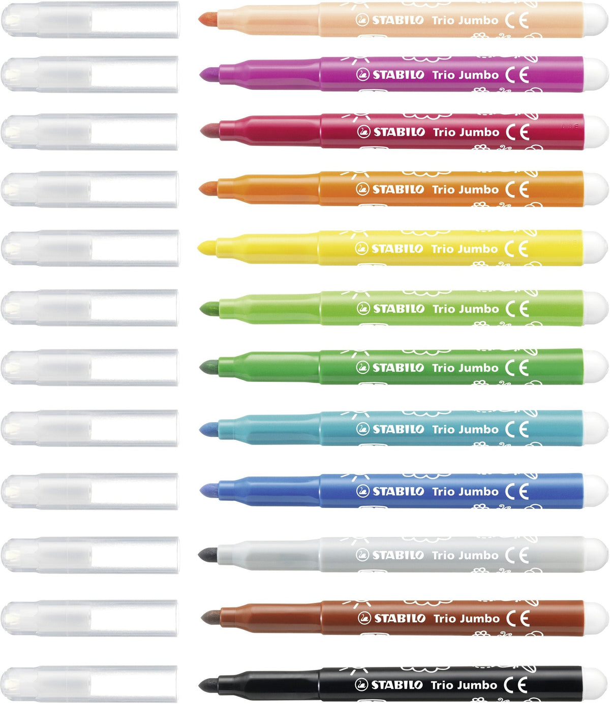 Stabilo Trio Jumbo - Rotulador - No Permanente - Varios Colores - 3 Mm - Extragross (Paquete De 12)
