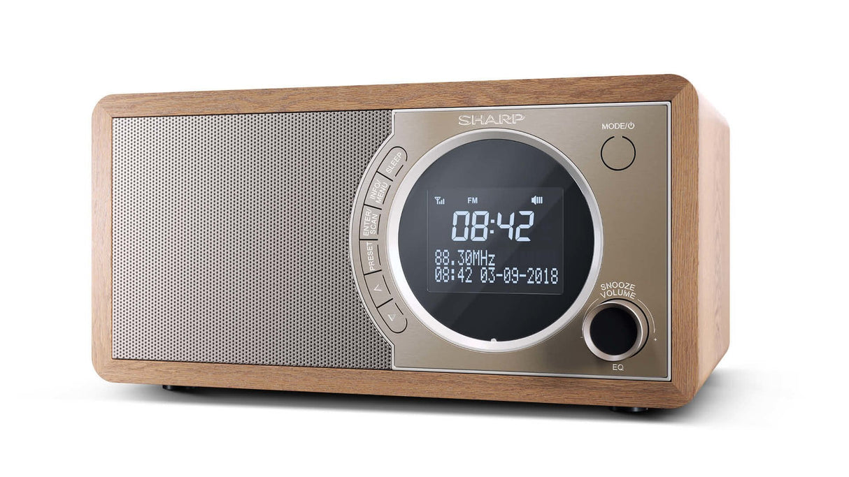 Radio Sharp Dr-450(Br) Digital Fm Dab Dab+, Bluetooth 4.2, Alarm Function, Brown
