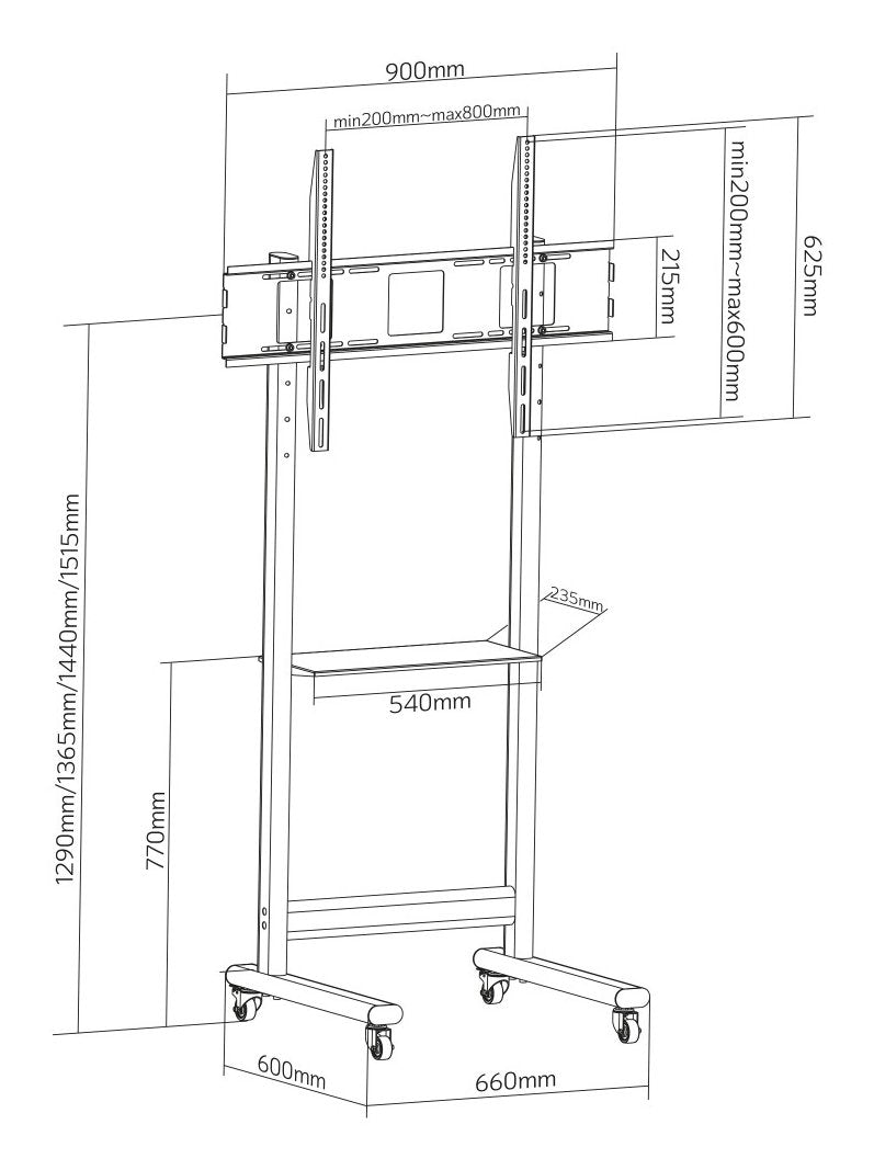 Stojak Mobilny 50-90 Cali 70kg Z Pólka Av