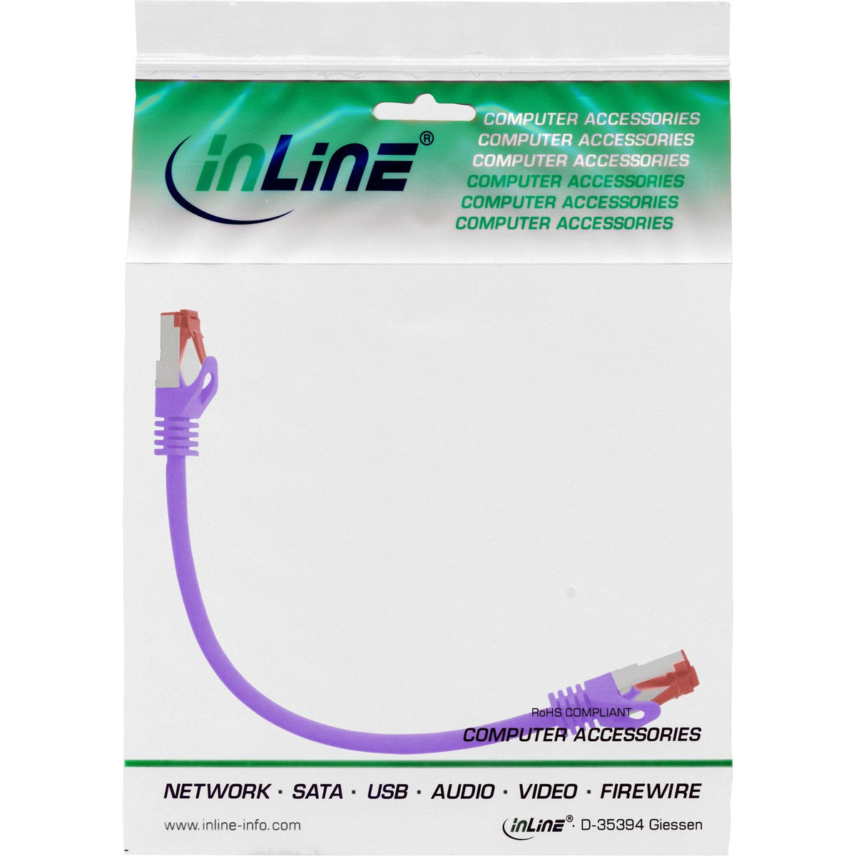 Cable De Red Inline S/Ftp Pimf Cat.6 250mhz Pvc Cobre Violeta 0.25m