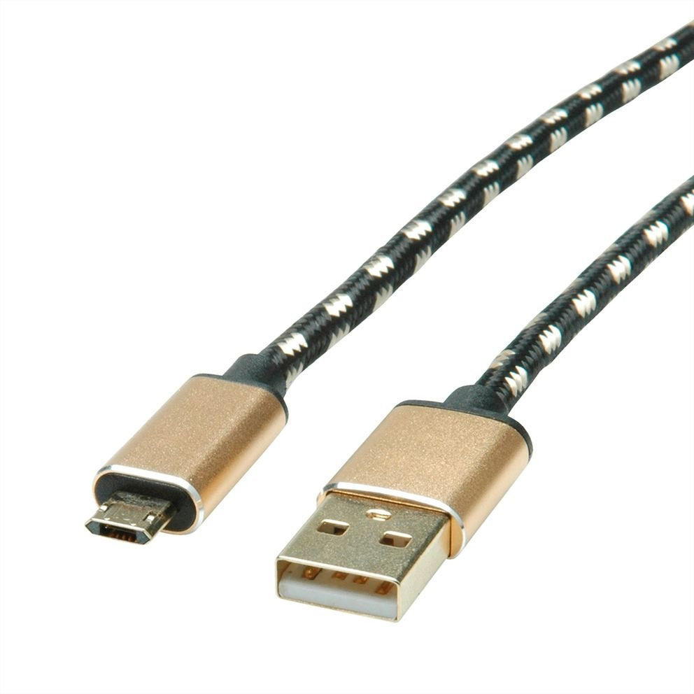 EAN 7630049612013 - ROLINE 11.02.8820 cable USB USB 2.0 1,8 m USB C Micro-USB B Negro, Oro imagen 1