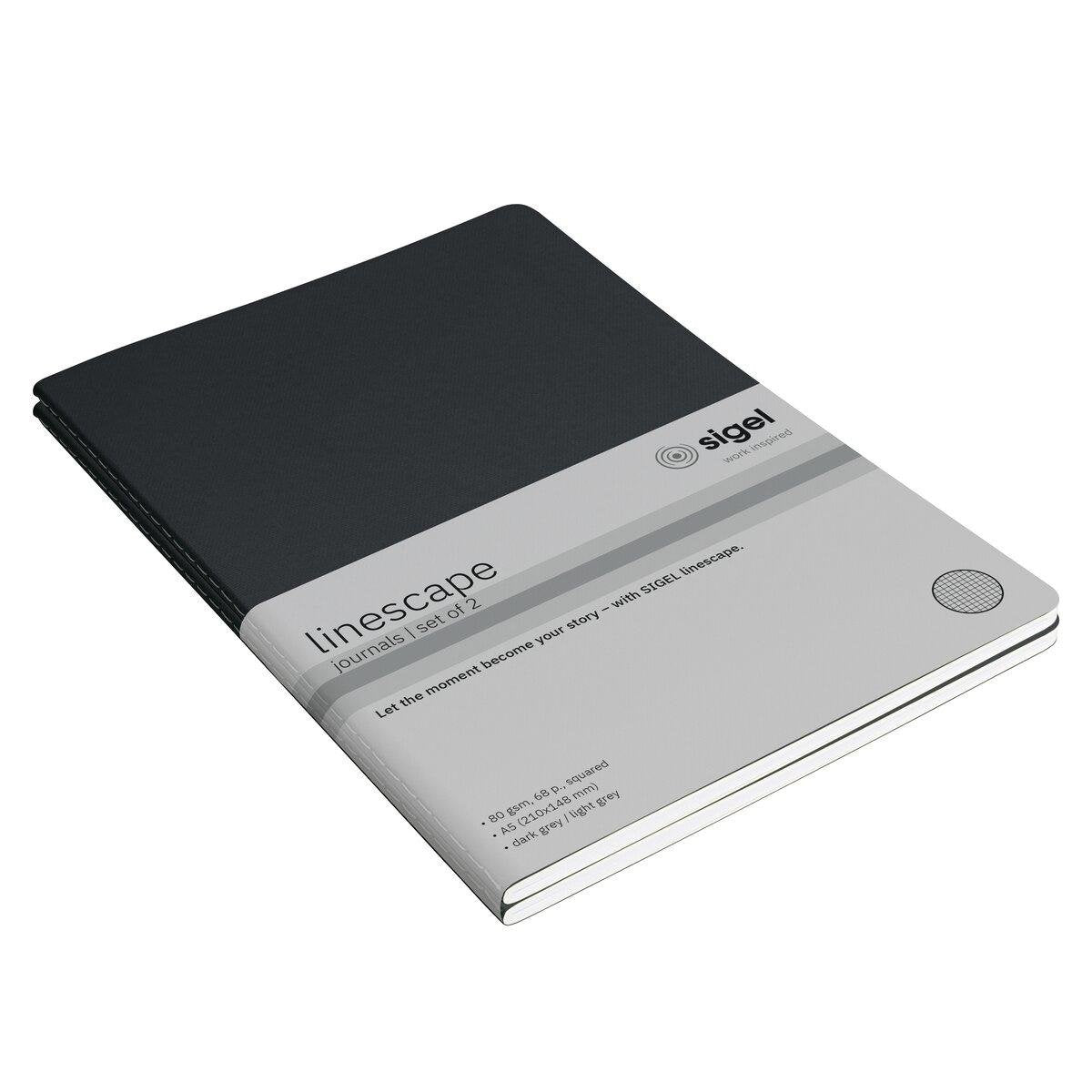 Sigel Notizhefte Linescape Ca. Din A5 Cuadriculado Gris Oscuro Gris Claro Softcover - Material De Oficina