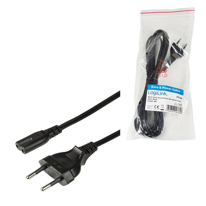 Power Cable, Cee 7 16 To Iec C7, Negro, 3 M