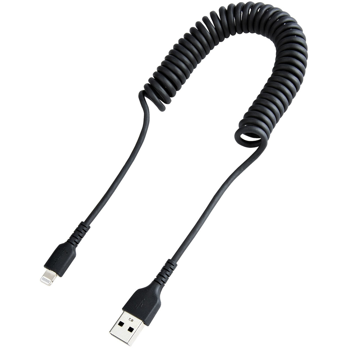 Usb To Lightning Cable - 1m Cabl (3.3ft) Coiled Cable Black