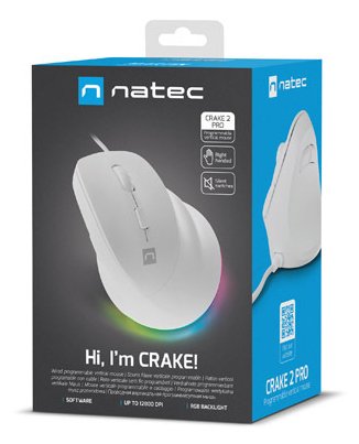 Raton Natec Crake 2 Pro Vertical 12.800 Dpi Optico Blanco