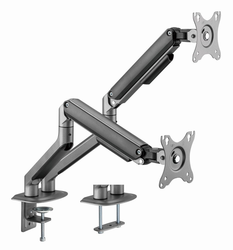 Gembird Desk Mounted Adjustable Double Monitor Arm Space Grey