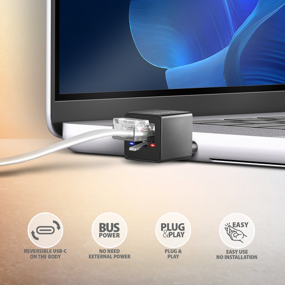 Axagon Ade-Minic Usb-C 3.2 Gen 1 Gigabit Ethernet Mini Adaptador - Negro