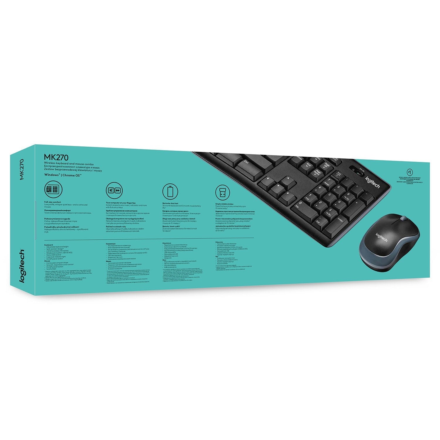 Teclado Belga Logitech Wireless Combo Mk270 Ratón Incluido Usb Azerty Negro