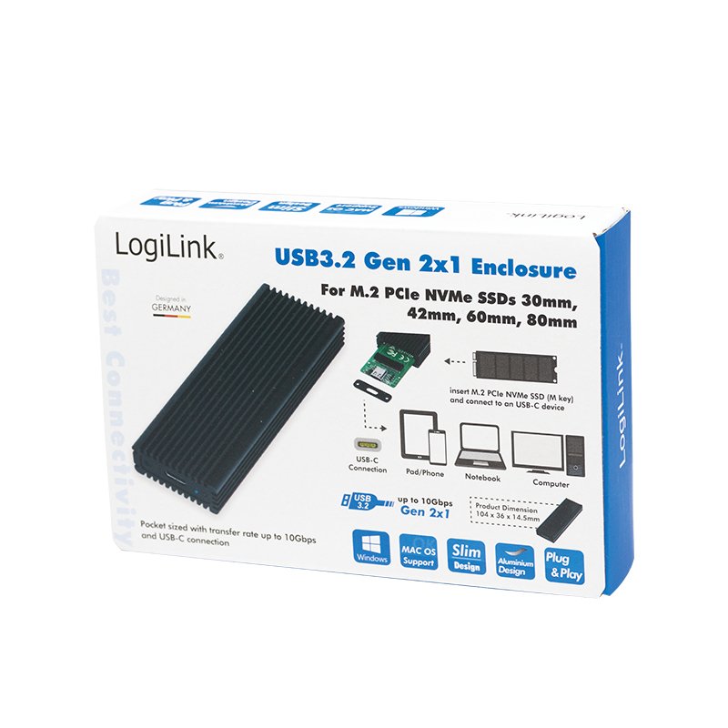 Logilink Ua0346 Caja Para Disco Duro Externo M.2 Caja Externa Para Unidad De Estado Sólido (Ssd) Negro
