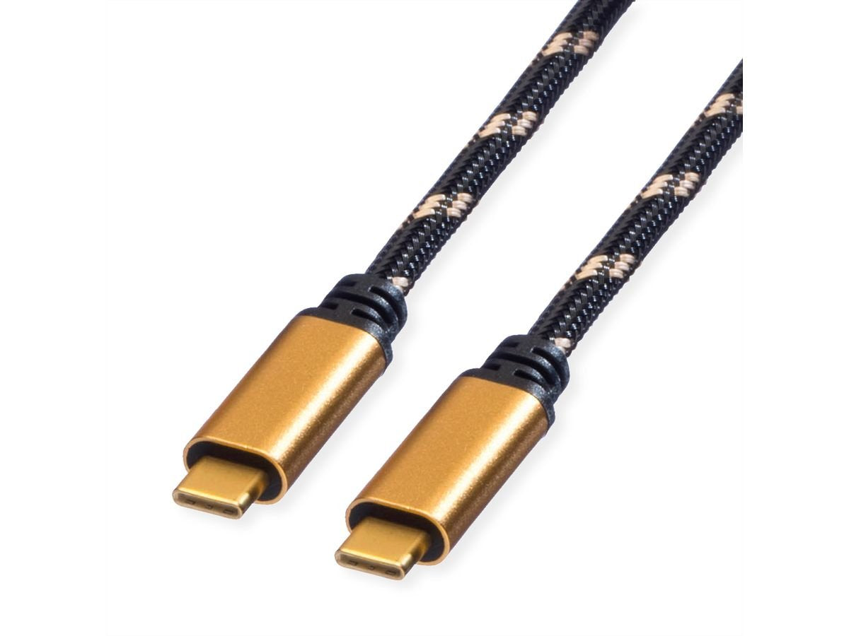 Roline Gold Usb4 Gen3x2 Cable C-C St St 40gbit S 100w Schwarz Gold 1m