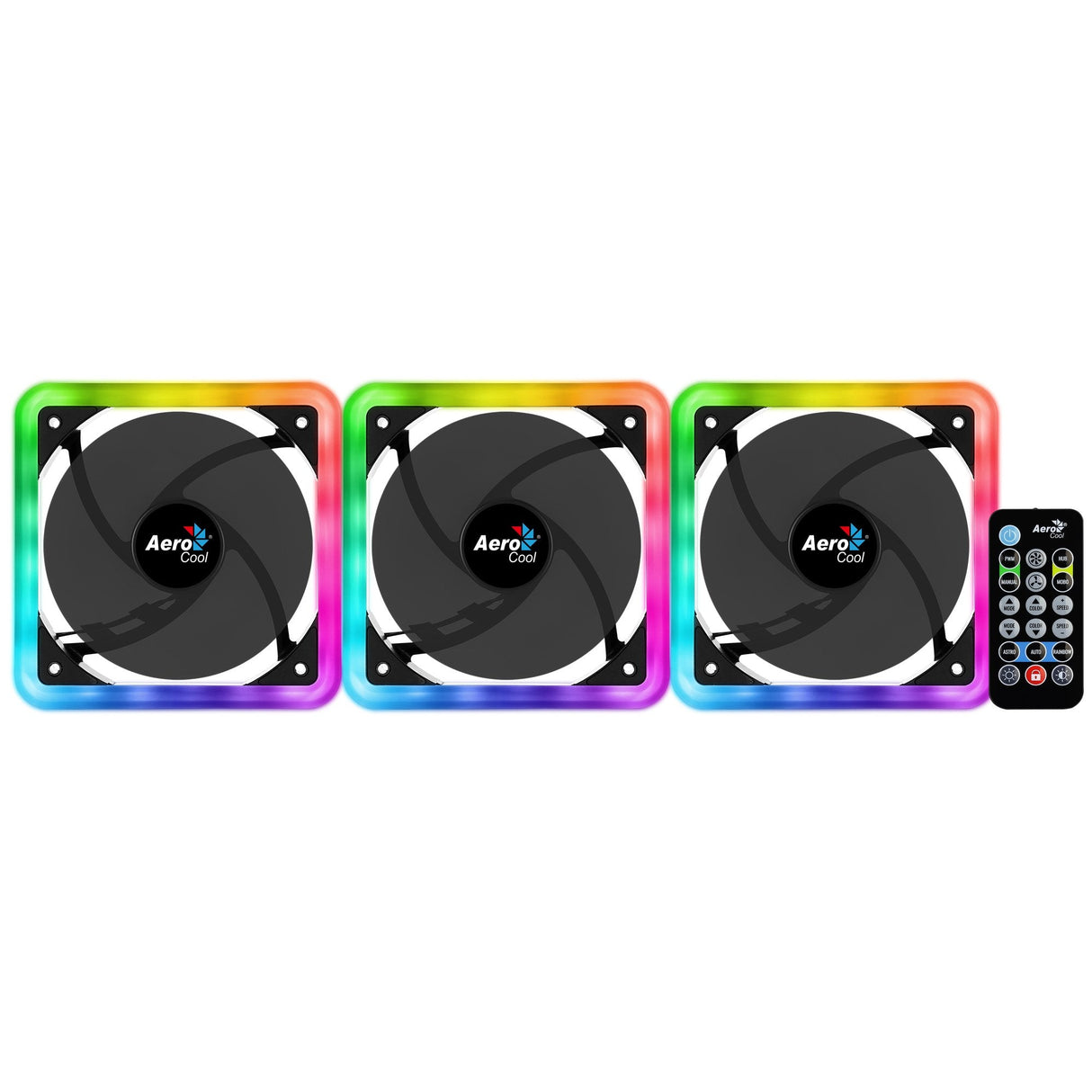 Pack 3 Ventiladores Aerocool Edge 14 Pro 14cm H66f Hub + Control Remoto