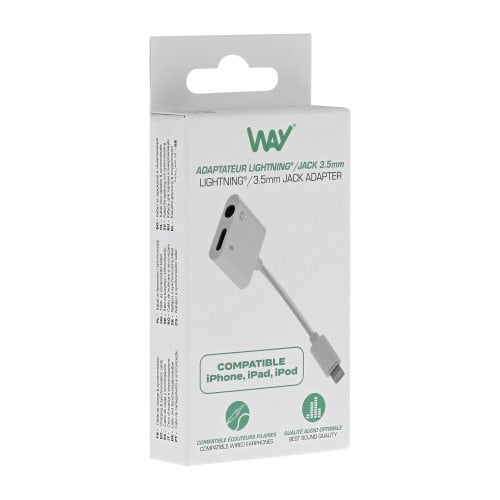 Tnb Way - Adaptador Lightning A Jack De 3,5 Mm Hembra + Lightning Hembra - Blanco