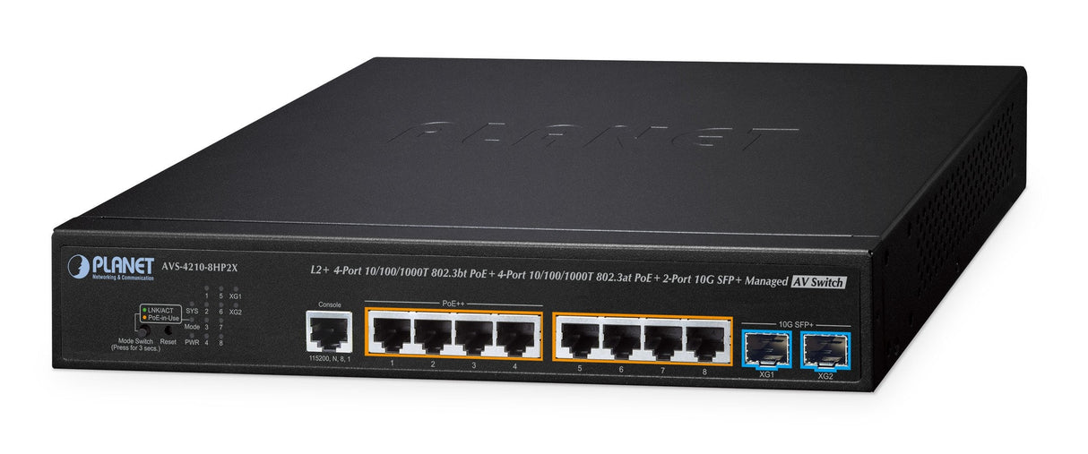 8 Port L2+ Managed Poe Av Switch With 2-Port 10g Sfp+